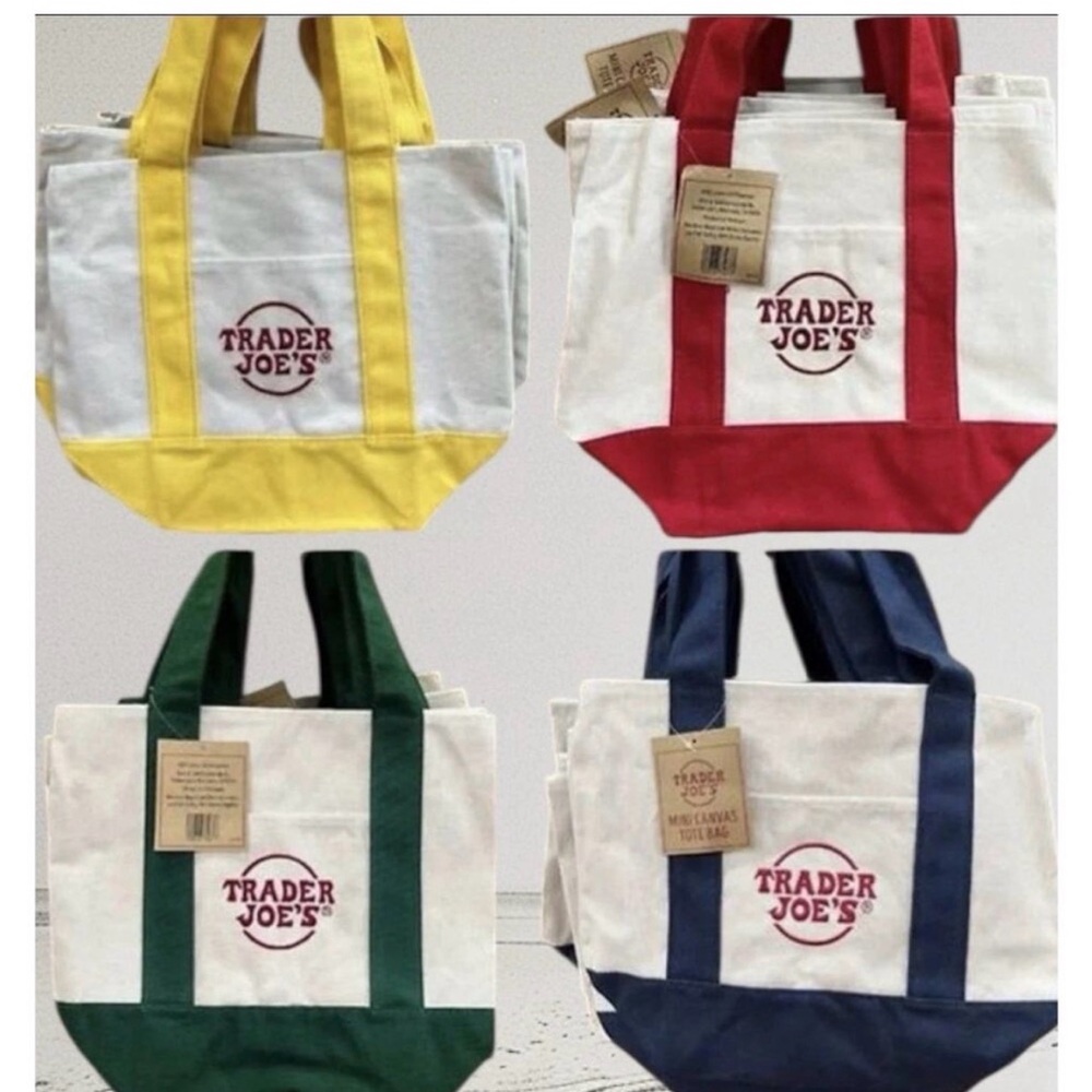 Trader Joe's Canvas Tote Bag - Red, Yellow, Green, Blue - Picture 3 of 15